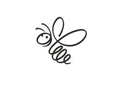 a black and white drawing of a bee