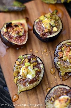 stuffed eggplant on a wooden cutting board