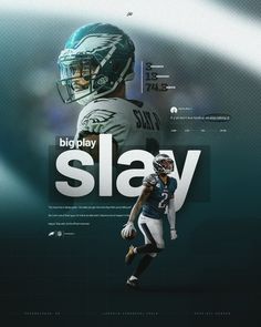 an image of a football player with the word slay on it's side