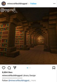 an image of a library in minecraft