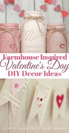 mason jar valentine's day diy decor idea