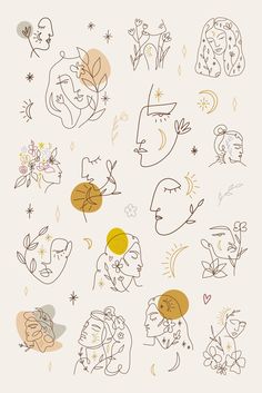 an image of some drawings on a white background with stars and moon in the sky