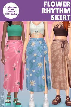 three different types of skirts with flowers on them