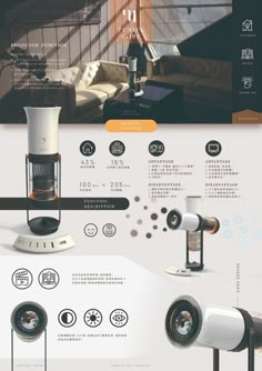 an image of a web page with various things on it, including cameras and lights