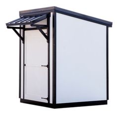 a white and black portable shower stall on a white background with clippings to the side