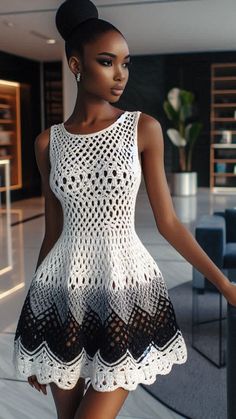 CROCHET PATTERNS AND INSPIRATION | Elegance lives here!😀😍❤️❤️💯 #crochetcouture #crochetskirt #crochetskirtpattern #handmadefashion #crochetdress #crochetpatterndress… | Instagram Back Styles For Dresses, How To Crochet A Dress, Cute Crochet Dress, Flower Crochet Dress, Crochet Clothing Patterns, Vestidos A Crochet, Crocheted Outfits, Crochet Tops Ideas