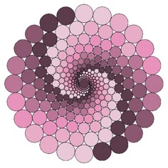 an abstract circular design in shades of pink and purple