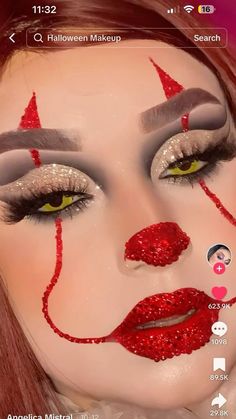 Crazy Halloween Makeup, Makeup Crazy, Cute Clown Makeup, Scary Halloween Decorations Diy, Makeup Ojos, Scene Makeup, Movie Makeup