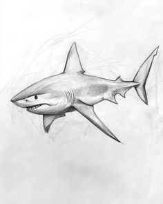 a pencil drawing of a shark