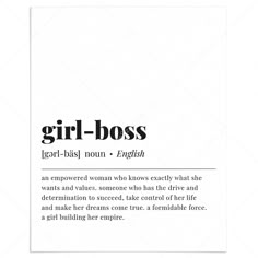 Girl-Boss Definition Print Instant Download by LittleSizzle It Girl Meaning, Girl Boss Mood Board, That Girl Definition, Baddie Definition, It Girl Definition, Girlboss Definition, Powerful Business Woman Aesthetic, Office Girl Aesthetic, Female Boss Aesthetic