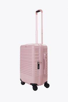 BÉIS 'The Carry-On Roller' in Glossy Atlas Pink - 21" Carry On Luggage & Carry On Suitcase in Glossy Atlas Pink Pink Suitcase, Pink Luggage, Sigh Of Relief, Pink Travel, Senior Trip, Carry On Suitcase, American Tourister, Small Sweater, Carry On Luggage