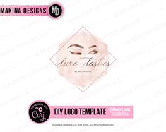 the front and back side of a logo for makeup salons, including eye lashes