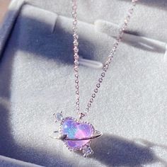 Pastal Magic Heart Necklace MK19407 – SpreePicky Luxury Iridescent Necklace For Gift, Magic Outfit Aesthetic, Cute Heart Necklace, Purple Jewelry Aesthetic, Heart Necklace Aesthetic, Dreamy Jewelry, Necklaces Aesthetic, Magical Necklace, Magic Necklace