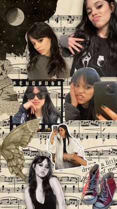 a collage of photos with different people and music notes