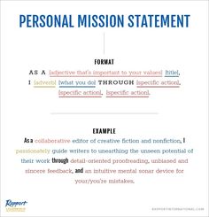 a person's mission statement is shown in the form of a letter, and it appears