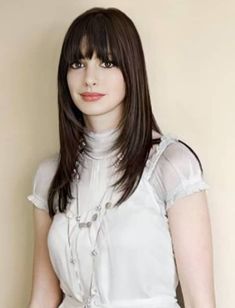 Anne Hathaway Hair, Bangs Cut, Edgy Hair Color, Bridal Hair Inspiration, Hair Inspiration Short, Brown Hair Balayage, Edgy Hair, Hair Up Styles, Long Hair With Bangs