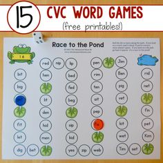 a printable worksheet for cvc word games with the words race to the pond