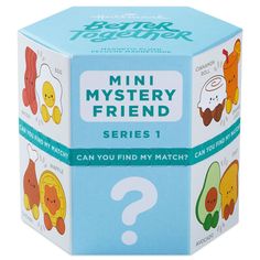 a blue box with the words mini mystery friend on it