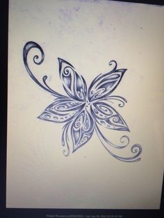 a drawing of a flower with swirls on it