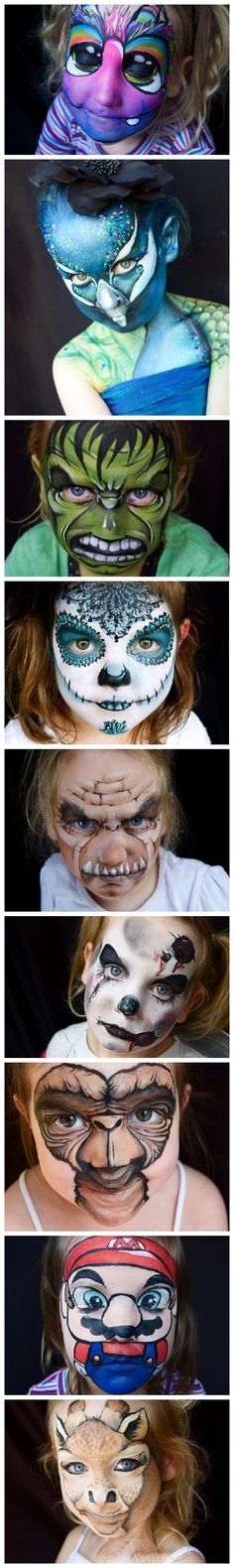 These are so awesome! Special Fx Makeup, Kids Face Paint, Theatrical Makeup, Face Painting Halloween, Special Effects Makeup, Halloween Costumes Makeup, Halloween Make Up, Facepaint, Fantasy Makeup