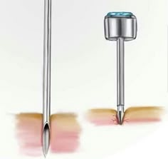 two different types of tools are shown in this drawing, one is an electric drill and the other has a needle