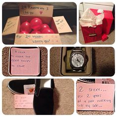 a collage of pictures with different items and instructions to make it look like someones valentine's day gift