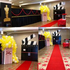 some sort of movie themed event with popcorn boxes and balloons