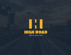 the logo for high road is shown in yellow and black colors on a dark background