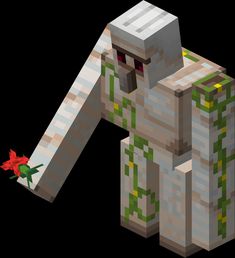 an image of a minecraft character holding a red rose