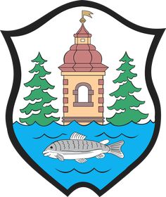 a coat of arms with a fish in the water