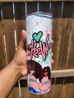 someone holding up a can of skee wee laka on their left hand, with the word skee wee on it