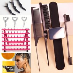 The perfect novelty gift!  11pc Braiders Survival Kit/ 1x Hair Braiding Rack, 1x Magnetic Wristband For Hair Gel Use, 1x Hair Brush, 1x Rat Tail Comb, 1x Edges Brush, 3x Alligator Hair Clips, 1x Conditioning Braiding Gel, 2pcs Stitch Braiding Tool. Braiding Supplies, Magnetic Wristband, Rat Tail Comb, Tail Comb, Rat Tail, Hair Braiding, Hair Gel, Survival Kit, Beauty Supply