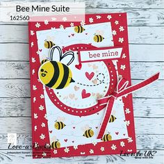 a bee mine suite card made with stampin's bees and hearts dieing