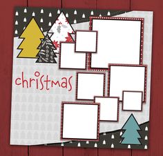 christmas scrapbook page layout with trees and snow