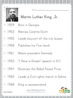 martin luther king jr worksheet