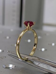 Elegant Ruby Ring With Round Stone, Ruby Solitaire Ring For Proposal, Elegant Solitaire Ruby Ring, Elegant Gold Round Ruby Ring, Elegant Red Solitaire Ruby Ring, Ruby Rings, Ruby Ring Designs, Ruby Wedding Rings, Original Engagement Rings