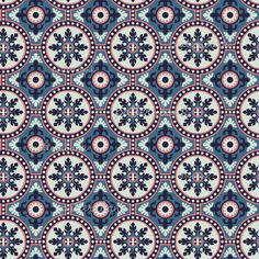 a blue and red pattern with circles