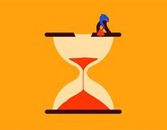 an hourglass with a person sitting on top of it and the time is running out