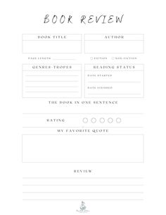 the book review form is shown in black and white