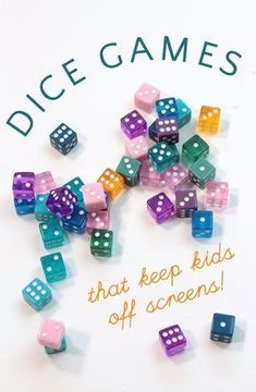 some dices that are laying on top of a piece of paper with the words dice games