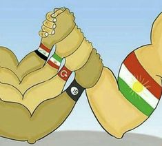 a cartoon image of a bear holding onto another bear's leg with the flag of india on it