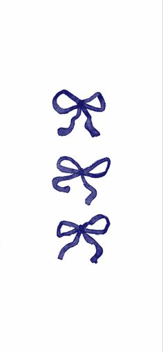 three blue ribbons tied together on a white background