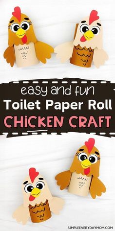 toilet paper roll chicken craft for kids to make and use with the toilet paper rolls