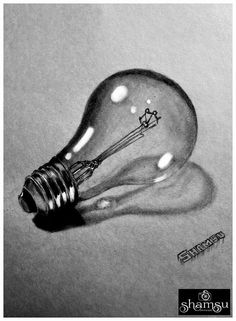 a pencil drawing of a light bulb