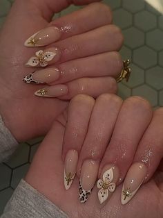 @ashcrylix on ig Nails No Gems Or Charms, Frenchie Design Nails, Birthday Nail Almond, Almond Nails Designs Natural, Christmas Nails Summer, Freestyle Almond Nails, Virgin Mary Acrylic Nails, Cool Nail Inspo 2024 Almond, Angel Core Nails