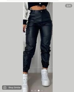 Casual Leather Pants With Cargo Pockets For Fall, Casual Leather Trousers With Pockets, Casual Leather Pants With Side Pockets For Fall, Casual Black Leather Pants With Side Pockets, Casual Leather Pants With Tapered Leg, Casual Leather Pants With Multiple Pockets, Casual Leather Pants With Pockets, Casual Leather Pants With Side Pockets For Streetwear, Casual Leather Pants With Cargo Pockets