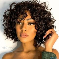 OrcaJump - Premium Quality Black Solid Patchwork Casual Wig Gold Wigs, Crochet Styles, 2023 Year, Curly Hair Photos, Curly Haircuts, Creative Crochet, Curly Hair Wig, Haircuts For Curly Hair, Bob Hair