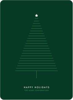 a green christmas card with a white star on top and the words happy holidays written below it