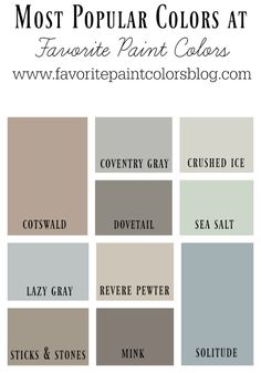 the most popular colors at favorite paint colors, from gray to grey and white with text overlay