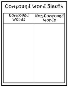 the compound word sleuh worksheet is shown in black and white, with two